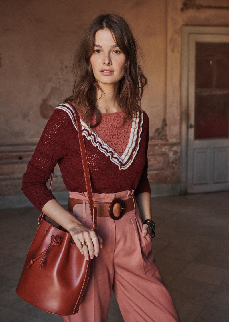 Ophélie Guillermand featured in  the Sézane lookbook for Spring 2019