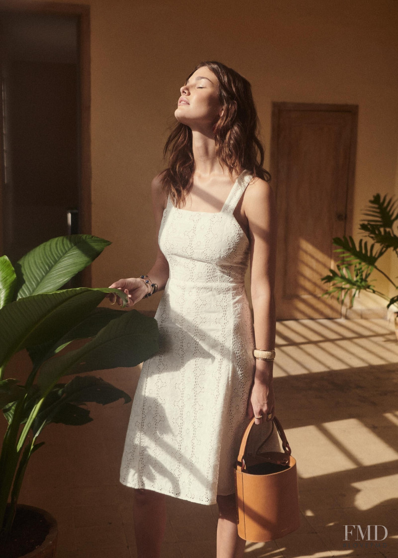 Ophélie Guillermand featured in  the Sézane lookbook for Spring 2019