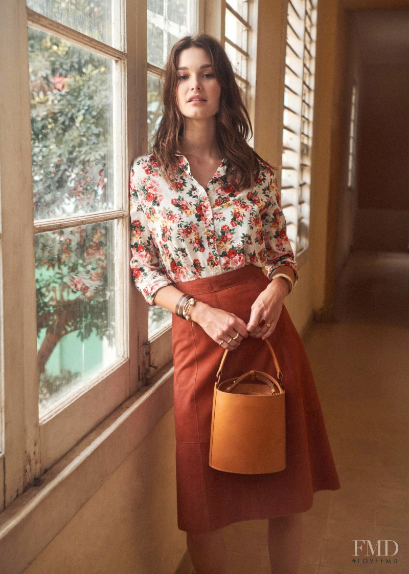 Ophélie Guillermand featured in  the Sézane lookbook for Spring 2019