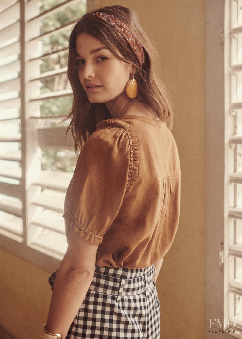 Ophélie Guillermand featured in  the Sézane lookbook for Spring 2019