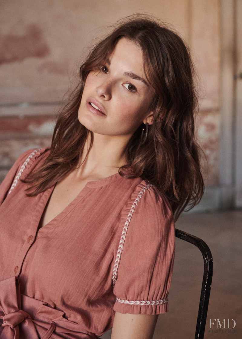 Ophélie Guillermand featured in  the Sézane lookbook for Spring 2019