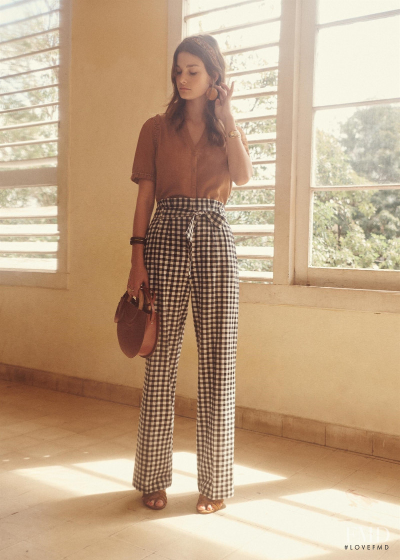 Ophélie Guillermand featured in  the Sézane lookbook for Spring 2019