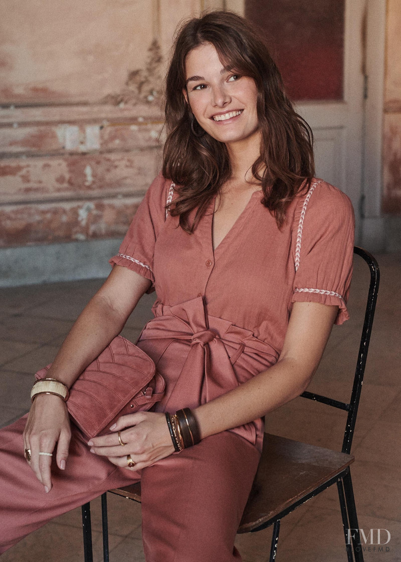 Ophélie Guillermand featured in  the Sézane lookbook for Spring 2019