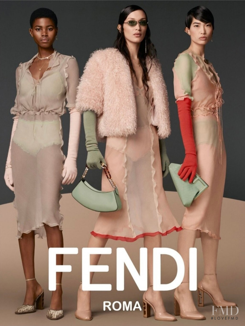Bella Hadid featured in  the Fendi advertisement for Autumn/Winter 2022