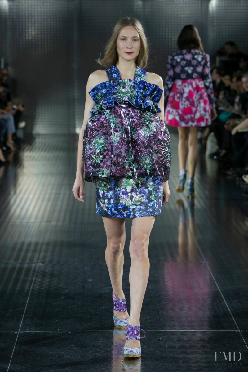 Erika Wall featured in  the Mary Katrantzou fashion show for Spring/Summer 2014