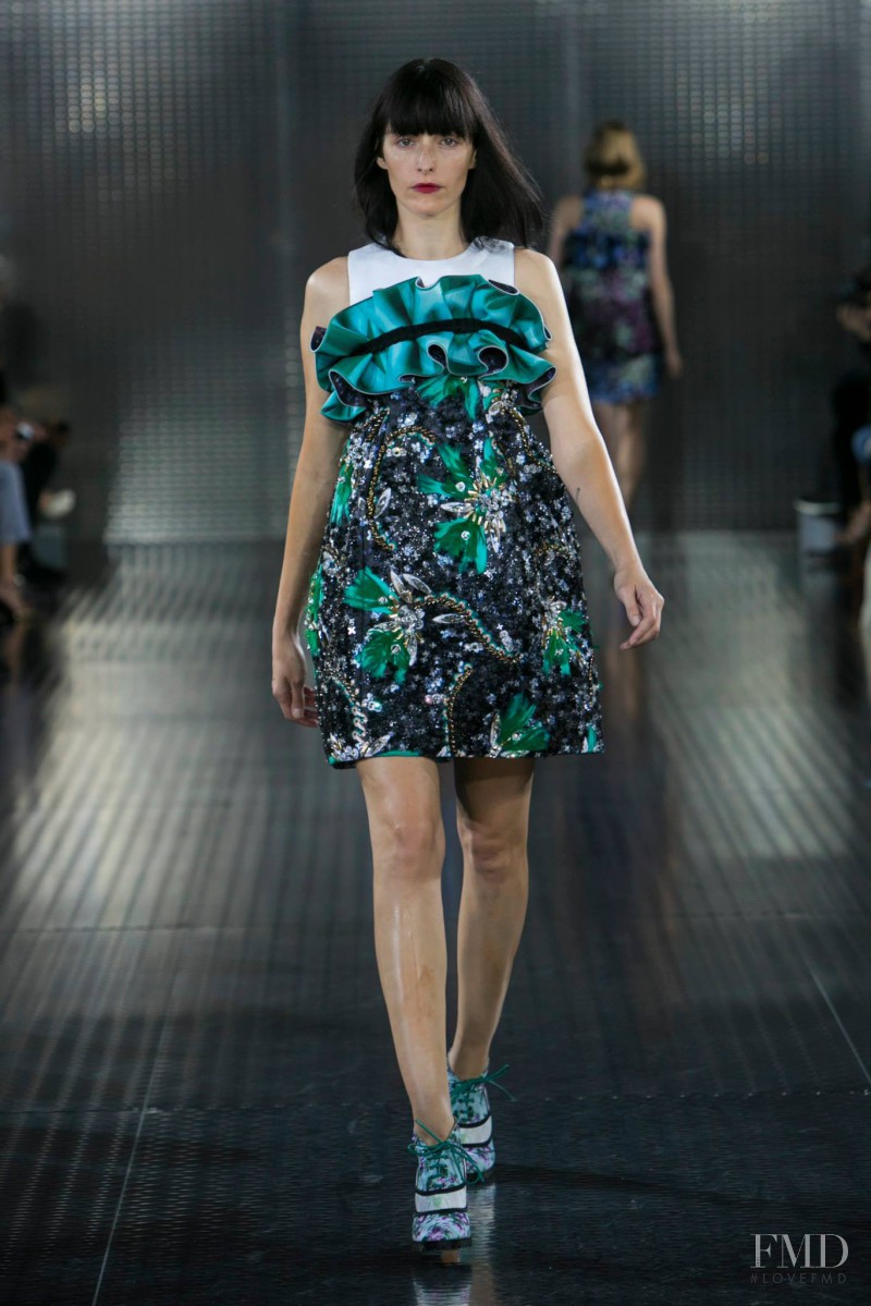 Danielle Zinaich featured in  the Mary Katrantzou fashion show for Spring/Summer 2014