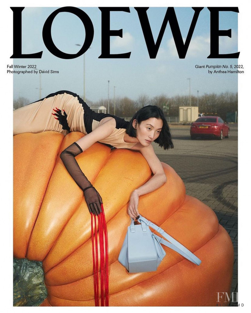 Lina Zhang featured in  the Loewe advertisement for Autumn/Winter 2022