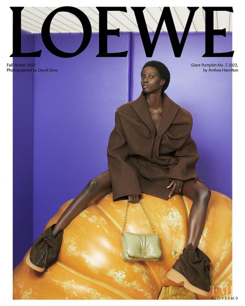 Anok Yai featured in  the Loewe advertisement for Autumn/Winter 2022