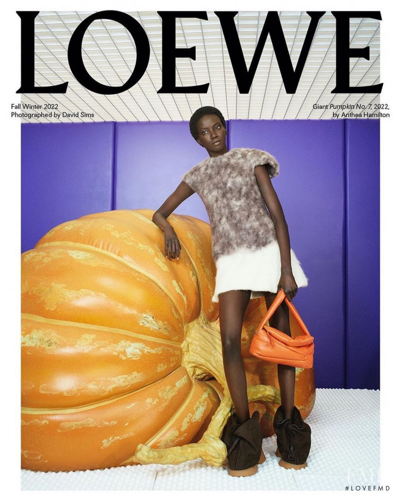 Anok Yai featured in  the Loewe advertisement for Autumn/Winter 2022