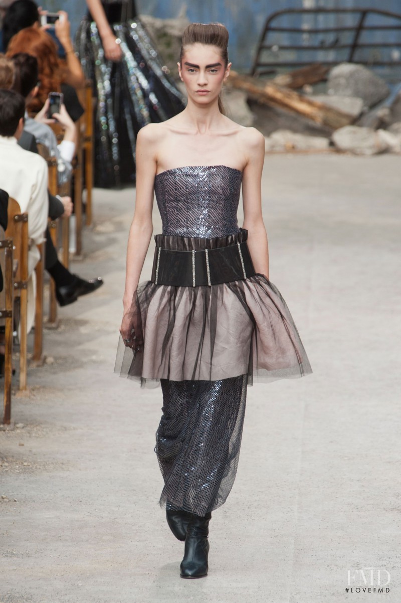 Marine Deleeuw featured in  the Chanel Haute Couture fashion show for Autumn/Winter 2013