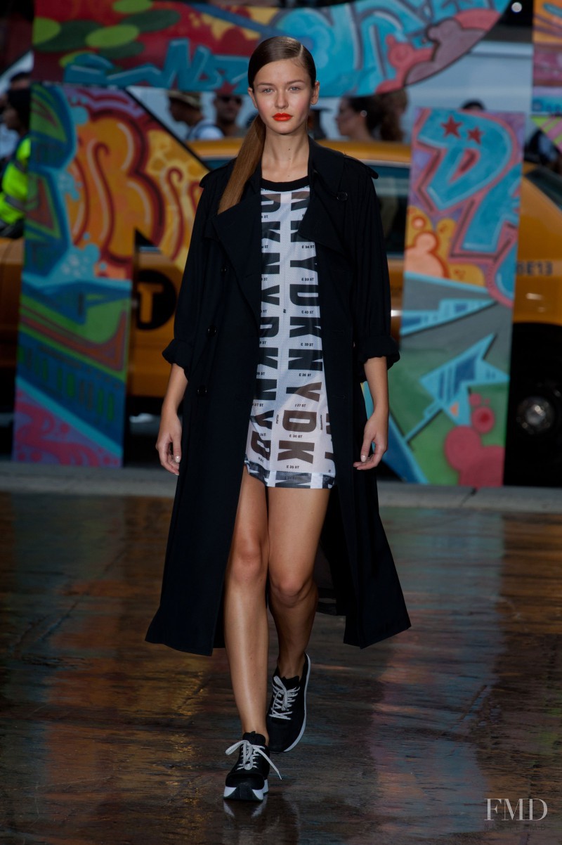 Kristina Romanova featured in  the DKNY fashion show for Spring/Summer 2014