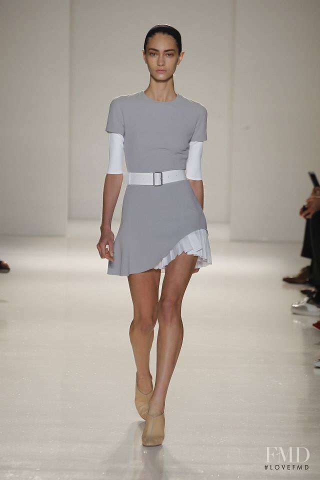 Marine Deleeuw featured in  the Victoria Beckham fashion show for Spring/Summer 2014