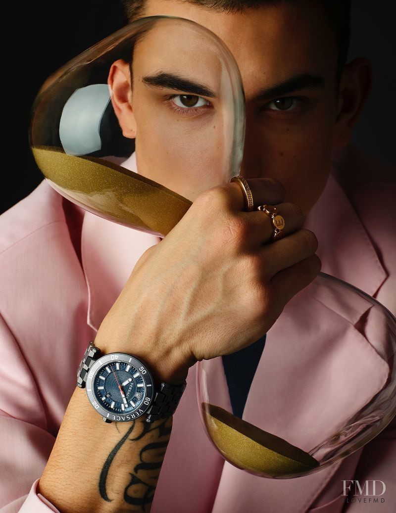 Simone Bricchi featured in  the Versace Watches advertisement for Spring/Summer 2021