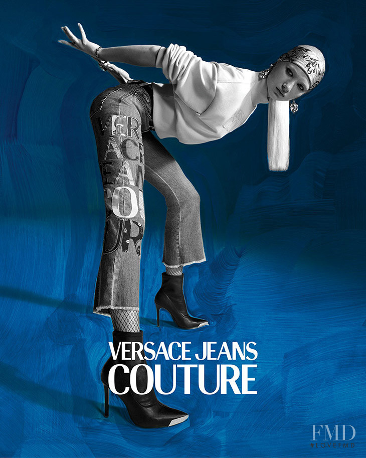 Evelina Lauren featured in  the Versace Jeans Couture advertisement for Winter 2020