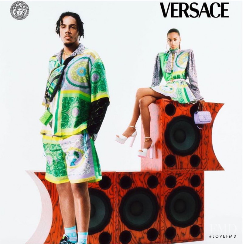 Sacha Quenby featured in  the Versace Flash  advertisement for Resort 2021