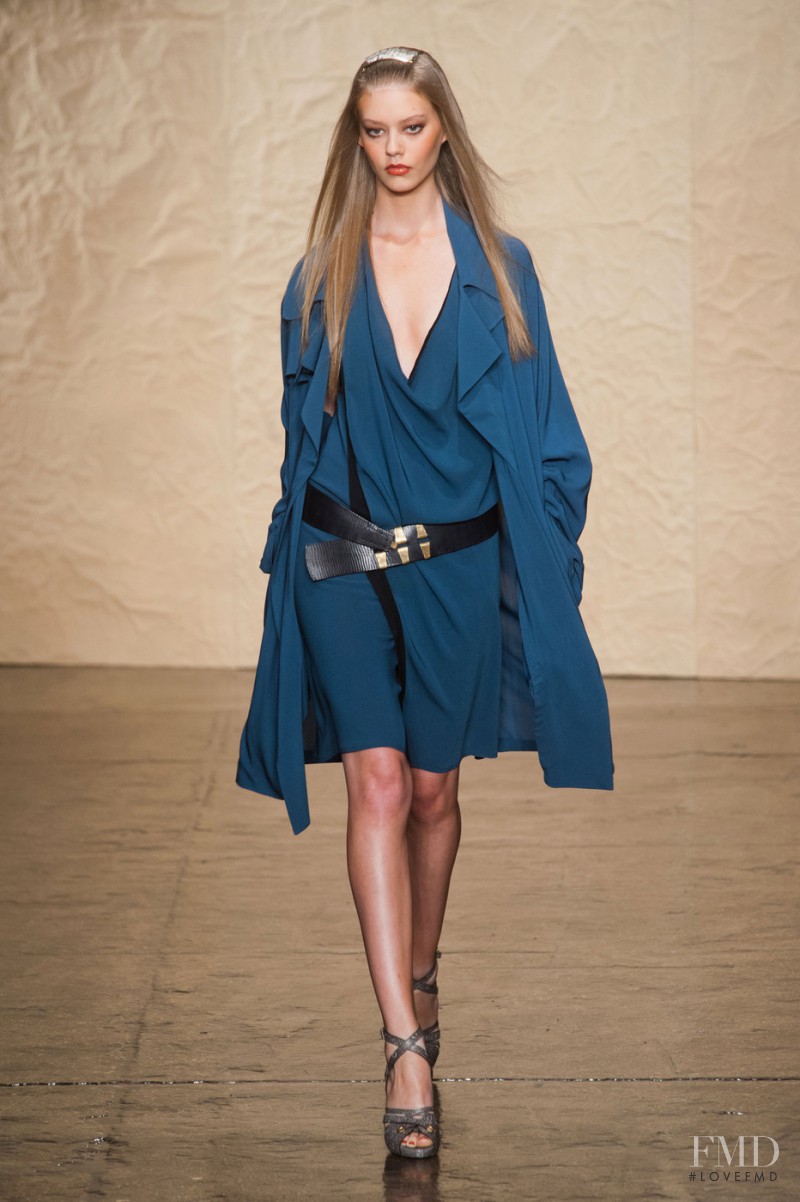 Ondria Hardin featured in  the Donna Karan New York fashion show for Spring/Summer 2014
