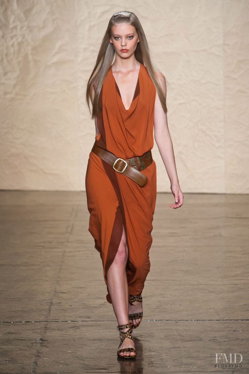 Ondria Hardin featured in  the Donna Karan New York fashion show for Spring/Summer 2014