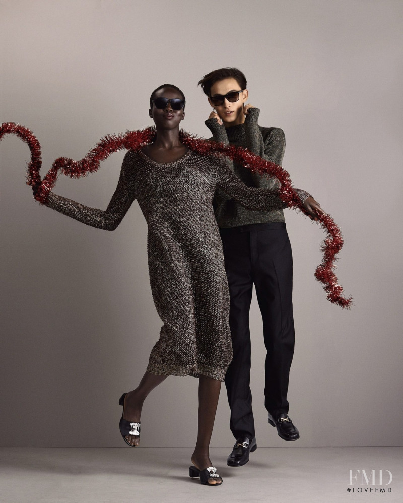 Ajok Madel featured in  the Salvatore Ferragamo advertisement for Holiday 2020