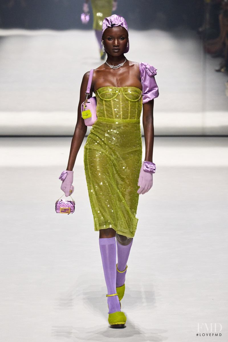 Abeny Nhial featured in  the Fendi fashion show for Resort 2023