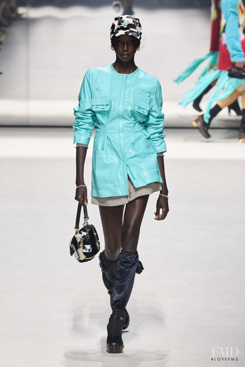 Anok Yai featured in  the Fendi fashion show for Resort 2023