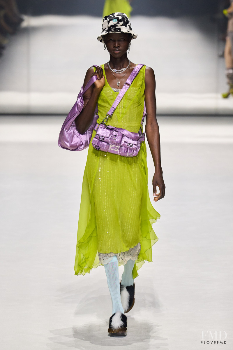 Anyiel Majok featured in  the Fendi fashion show for Resort 2023