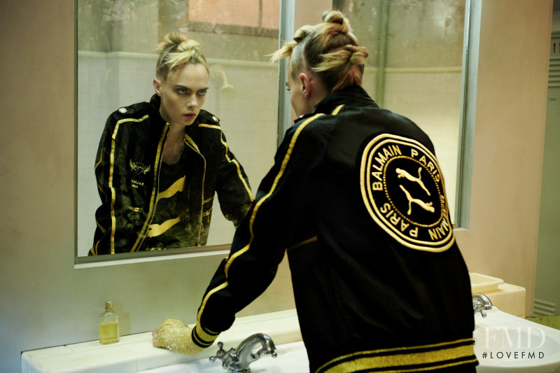 Cara Delevingne featured in  the Balmain x Puma advertisement for Autumn/Winter 2019