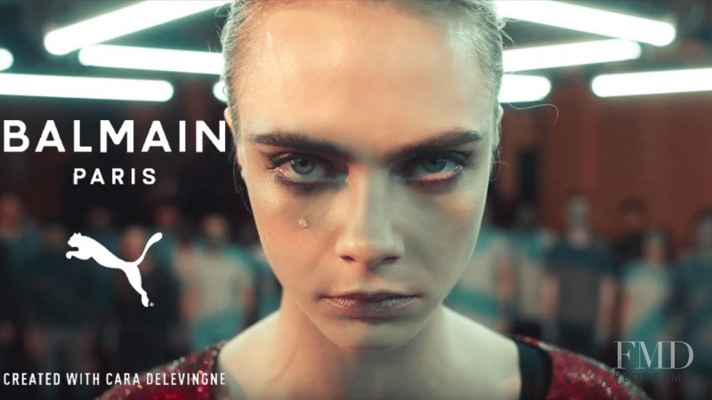 Cara Delevingne featured in  the Balmain x Puma advertisement for Autumn/Winter 2019