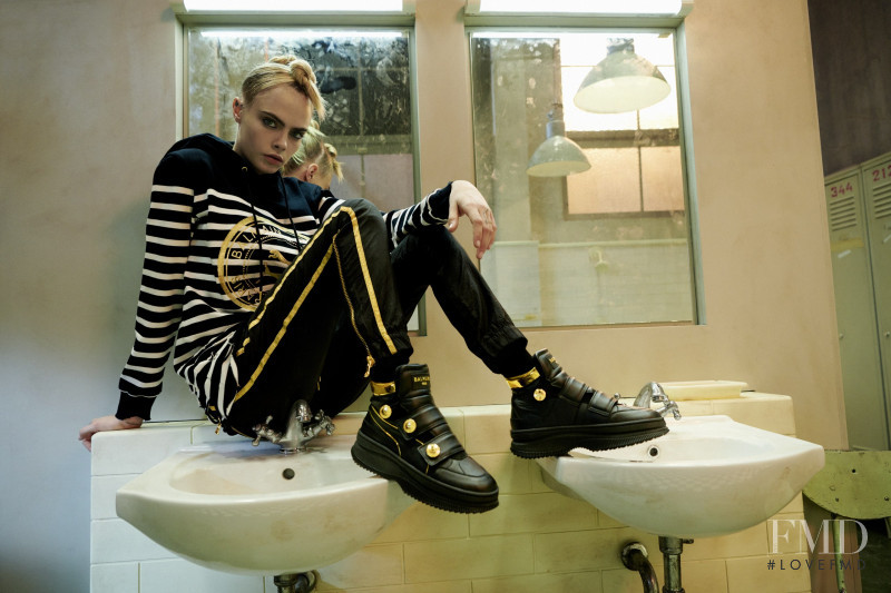 Cara Delevingne featured in  the Balmain x Puma advertisement for Autumn/Winter 2019