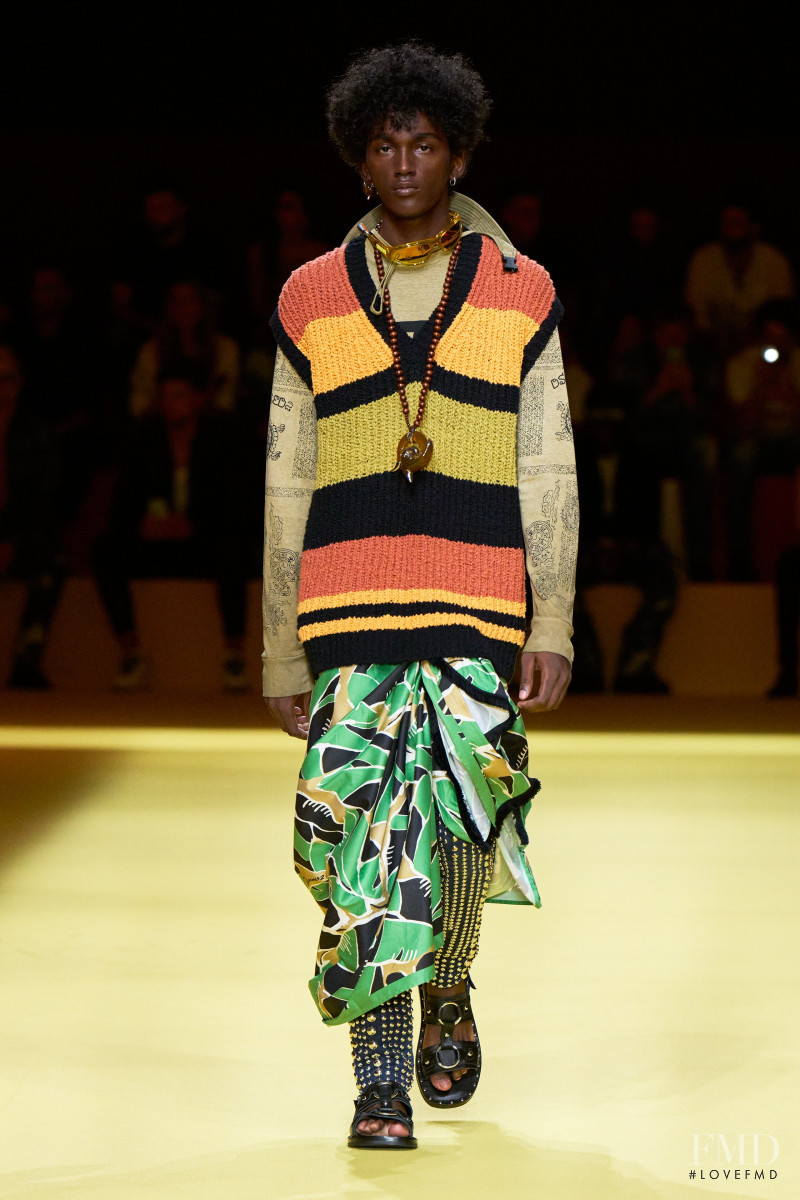 Karamba Sanchez featured in  the DSquared2 fashion show for Spring/Summer 2023