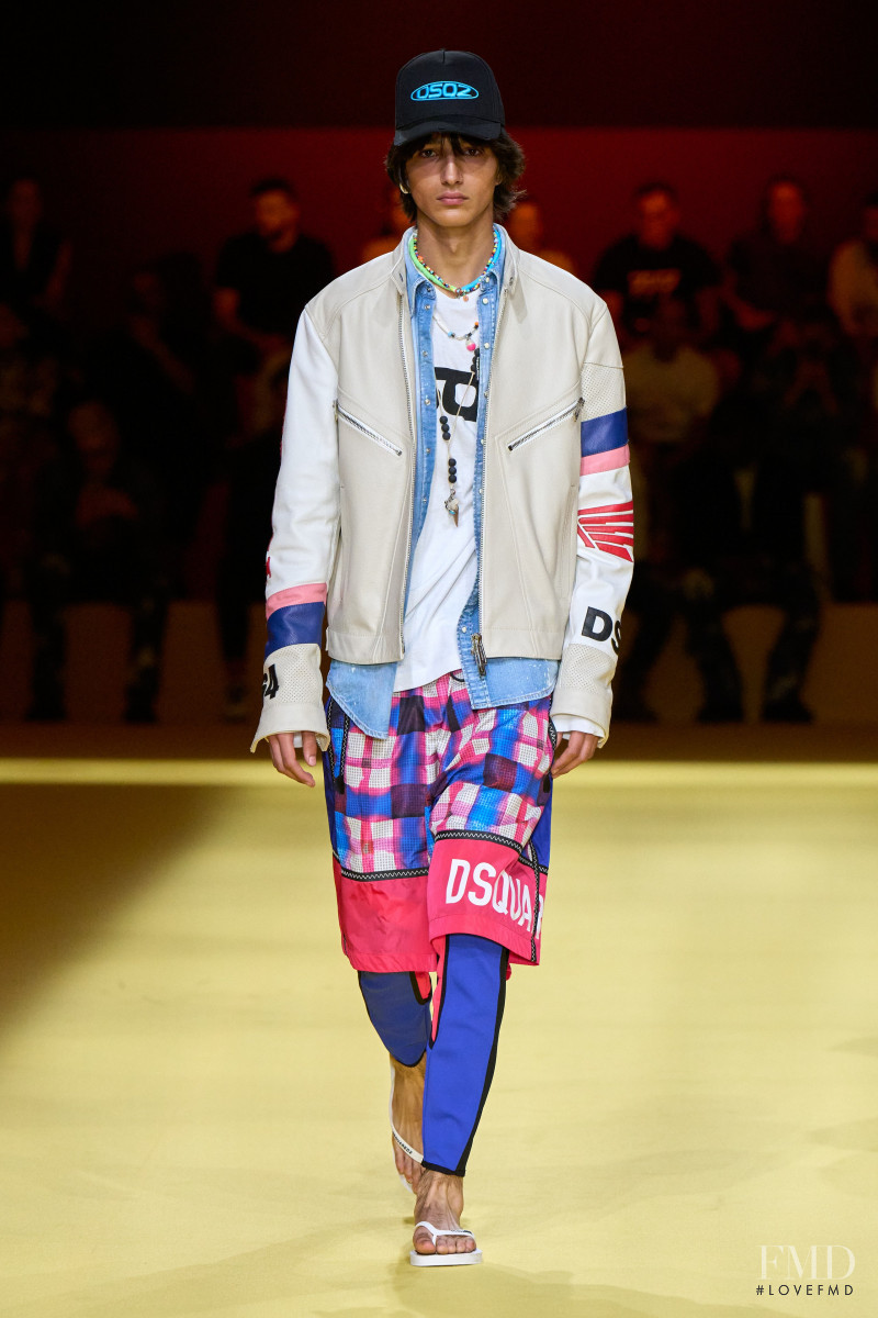 Rubuen Bilan-Carroll featured in  the DSquared2 fashion show for Spring/Summer 2023