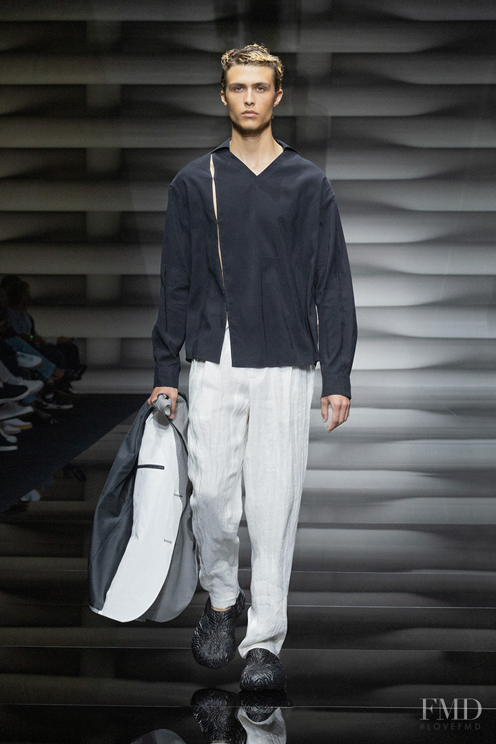 Antonin Farouk Hofmann featured in  the Emporio Armani fashion show for Spring/Summer 2023