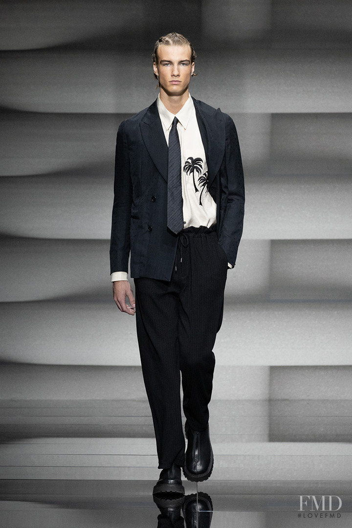 Thomas Todd featured in  the Emporio Armani fashion show for Spring/Summer 2023