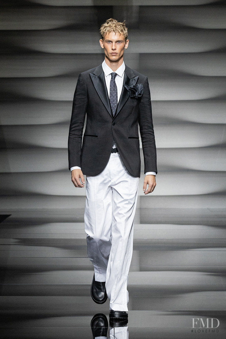 Oliver Houlby featured in  the Emporio Armani fashion show for Spring/Summer 2023