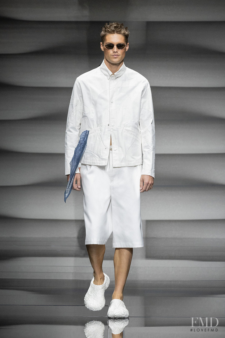 Nick Truelove featured in  the Emporio Armani fashion show for Spring/Summer 2023