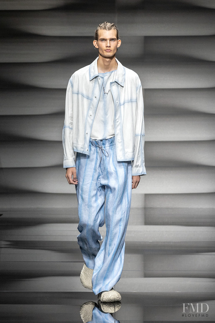Lukas Gomann featured in  the Emporio Armani fashion show for Spring/Summer 2023