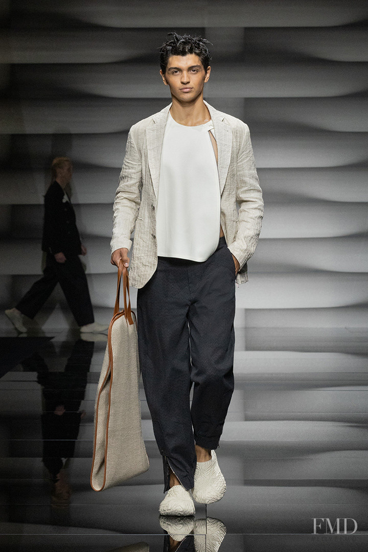 Chris Colvin featured in  the Emporio Armani fashion show for Spring/Summer 2023