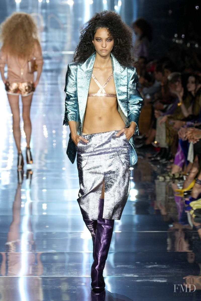 America Gonzalez featured in  the Tom Ford fashion show for Spring/Summer 2023