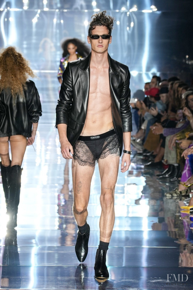 Jegor Venned featured in  the Tom Ford fashion show for Spring/Summer 2023