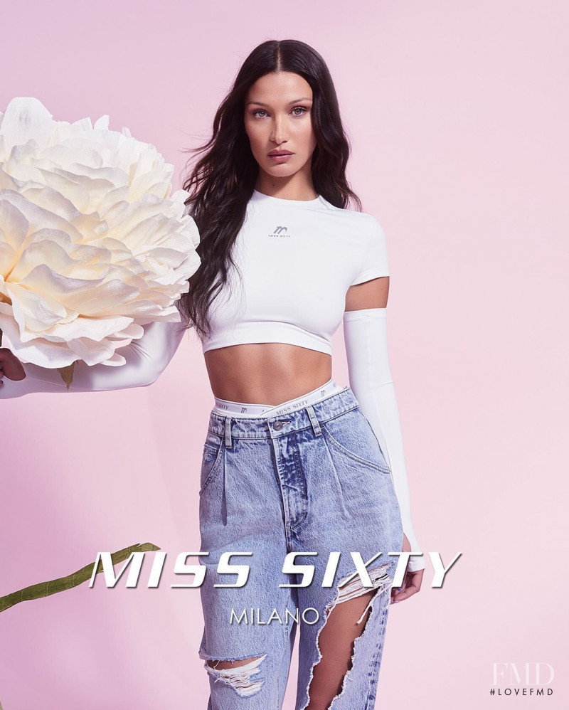 Bella Hadid featured in  the Miss Sixty advertisement for Spring/Summer 2022