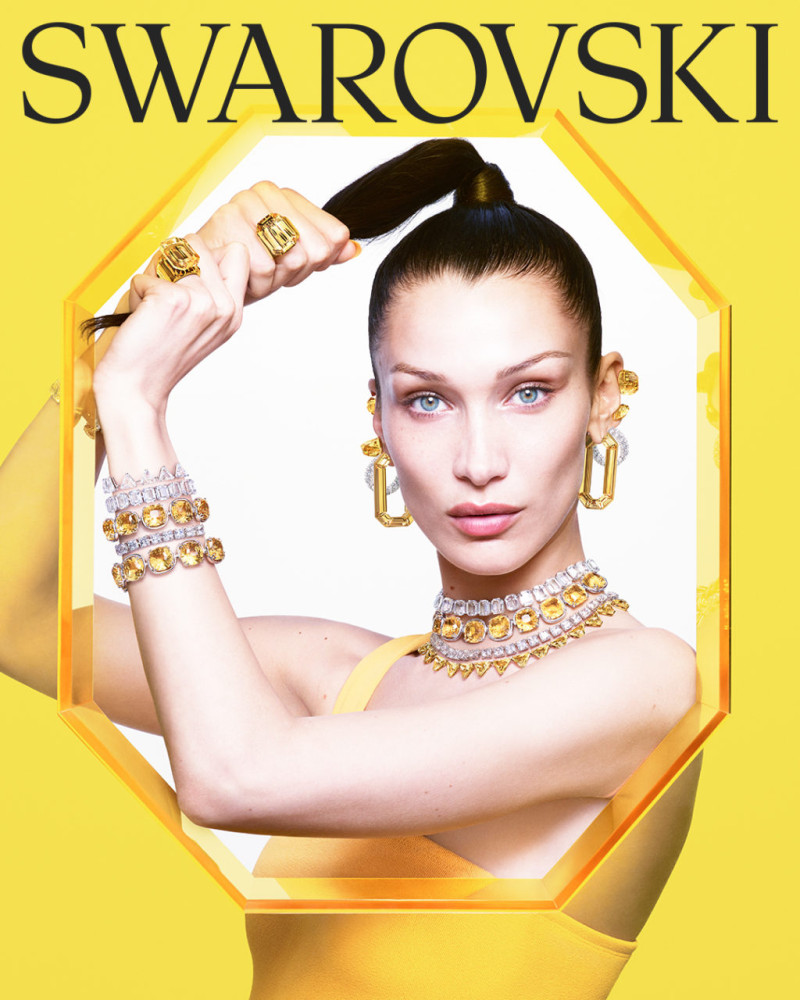 Bella Hadid featured in  the Swarovski advertisement for Spring/Summer 2022