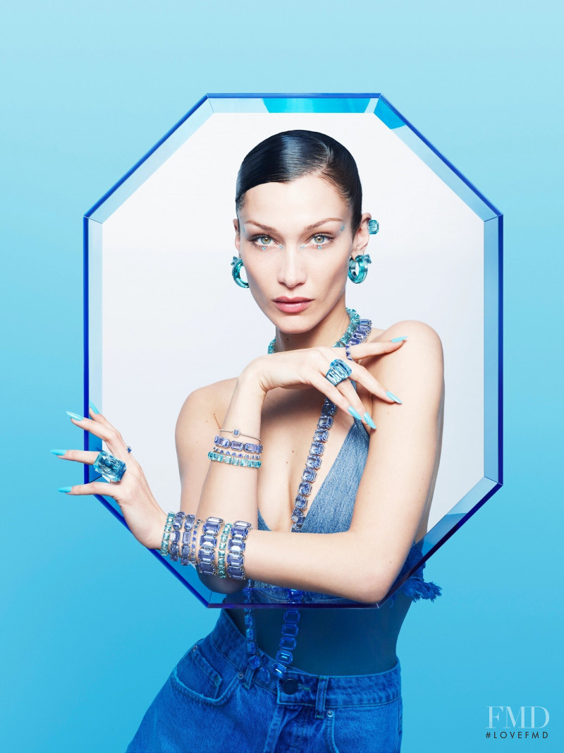 Bella Hadid featured in  the Swarovski advertisement for Spring/Summer 2022