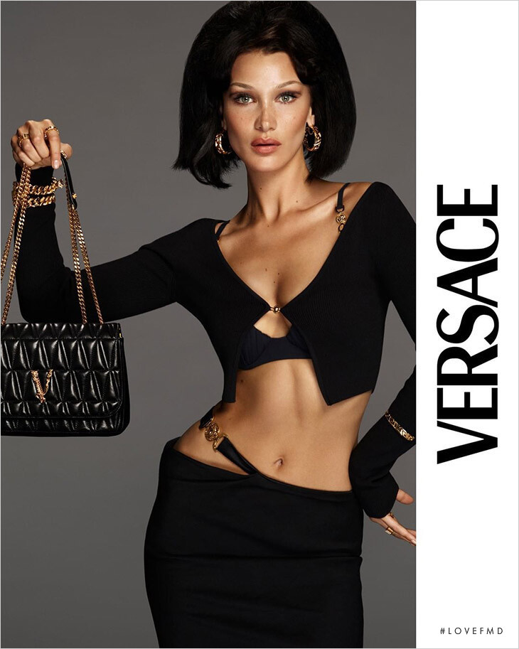 Bella Hadid featured in  the Versace Virtus advertisement for Autumn/Winter 2021