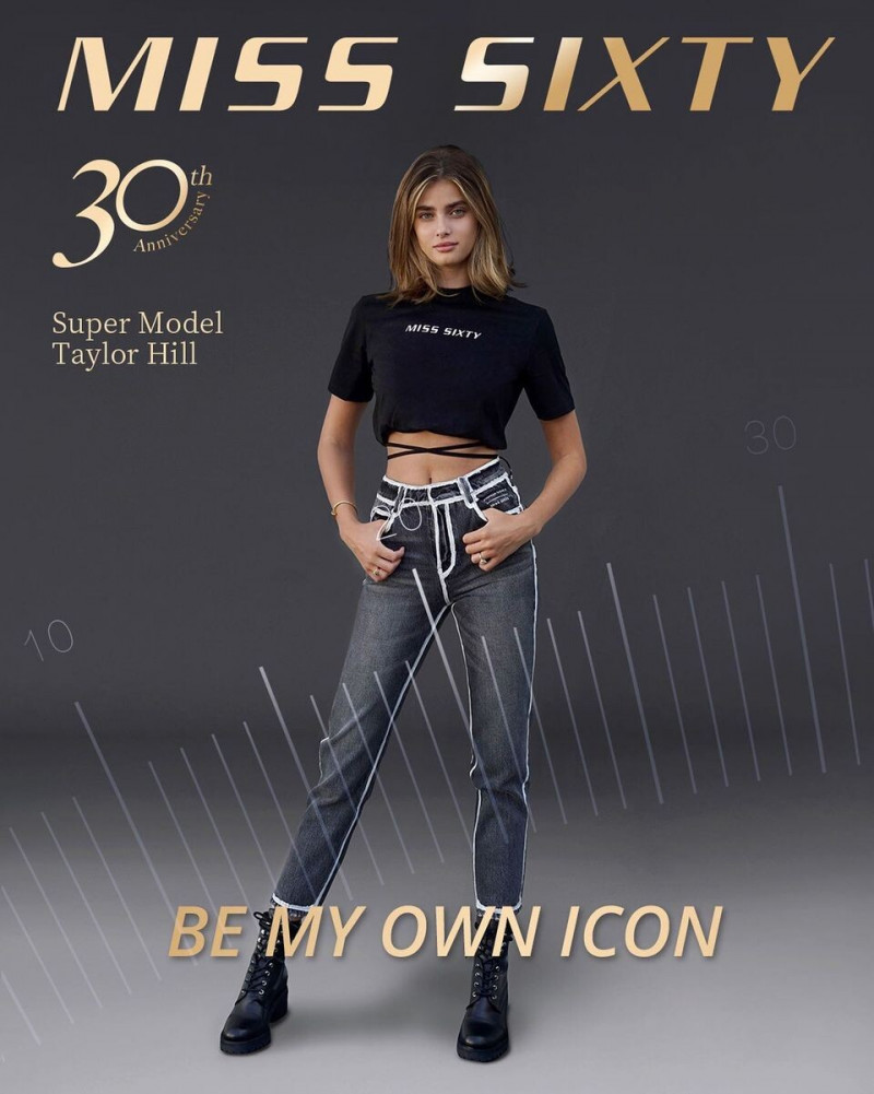 Taylor Hill featured in  the Miss Sixty advertisement for Autumn/Winter 2021