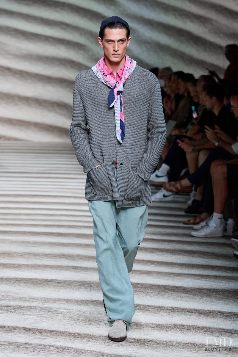 Edoardo Sebastianelli featured in  the Giorgio Armani fashion show for Spring/Summer 2023