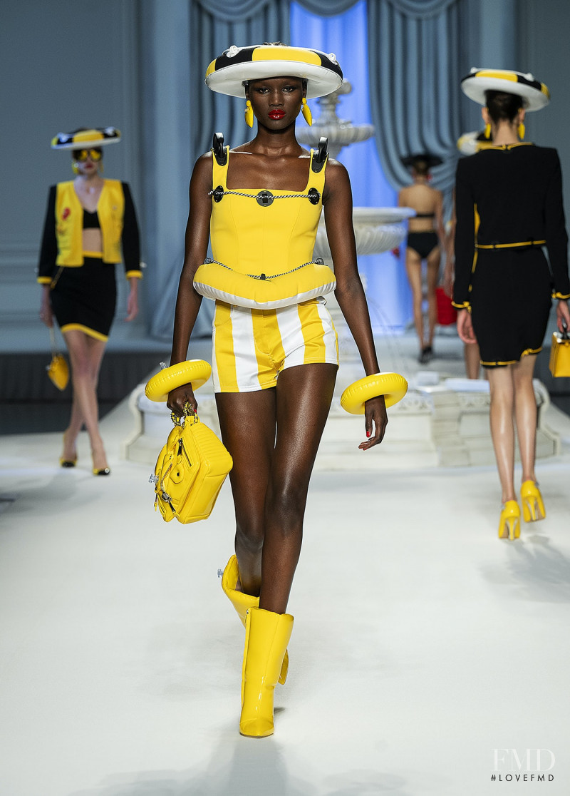 Abeny Nhial featured in  the Moschino fashion show for Spring/Summer 2023