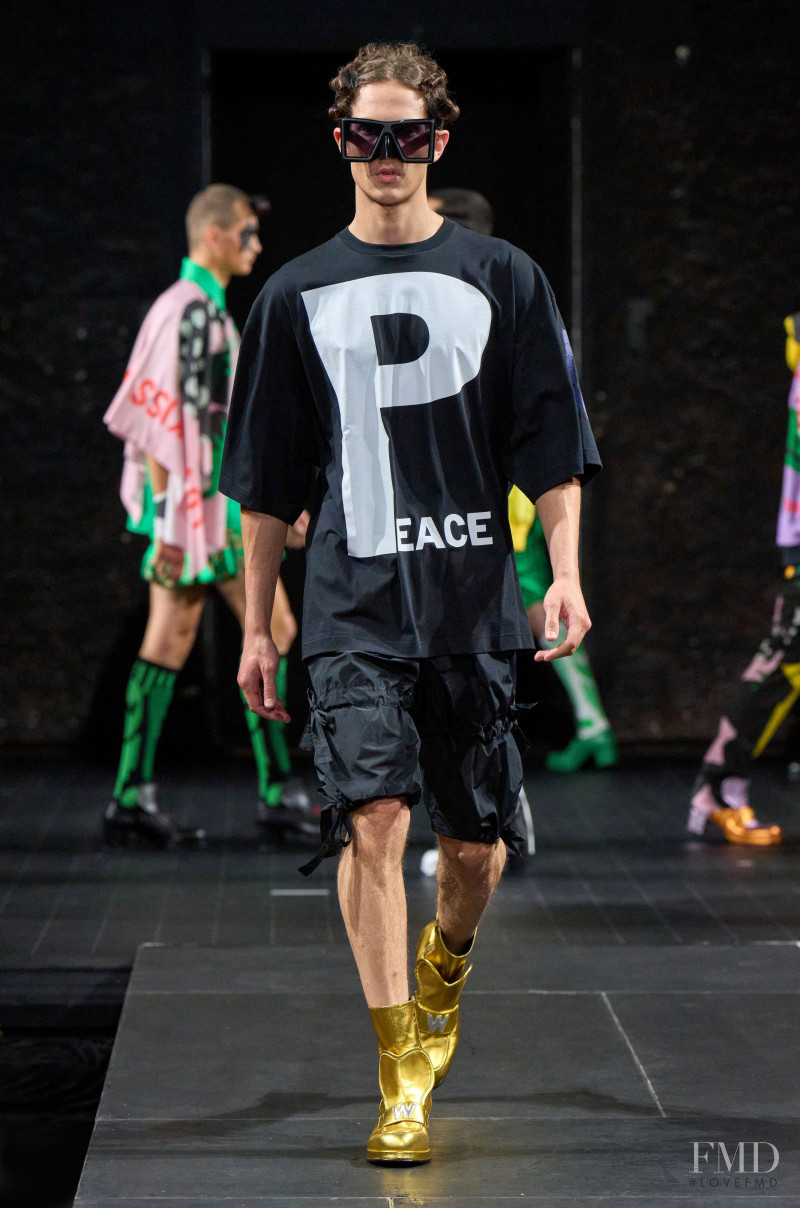 Mattia Liam La Placa featured in  the Walter Van Beirendonck fashion show for Spring/Summer 2023