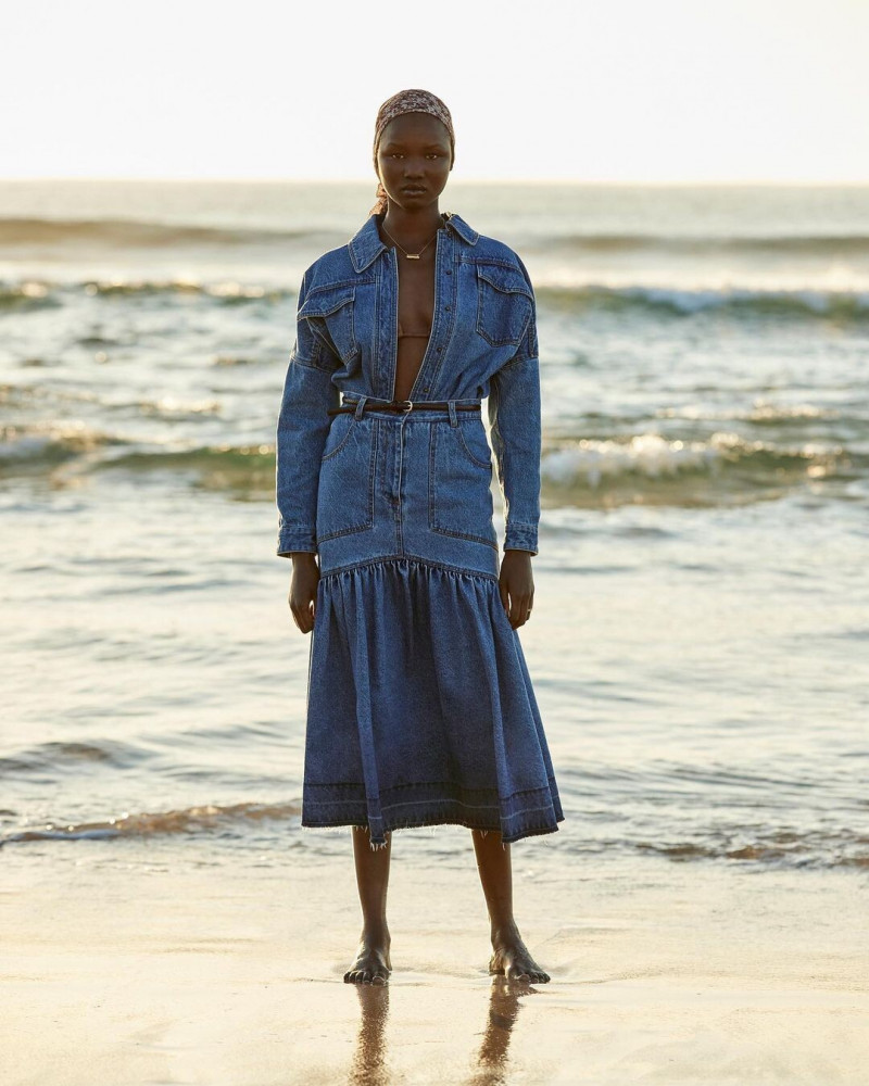 Abeny Nhial featured in  the Shona Joy lookbook for Resort 2022