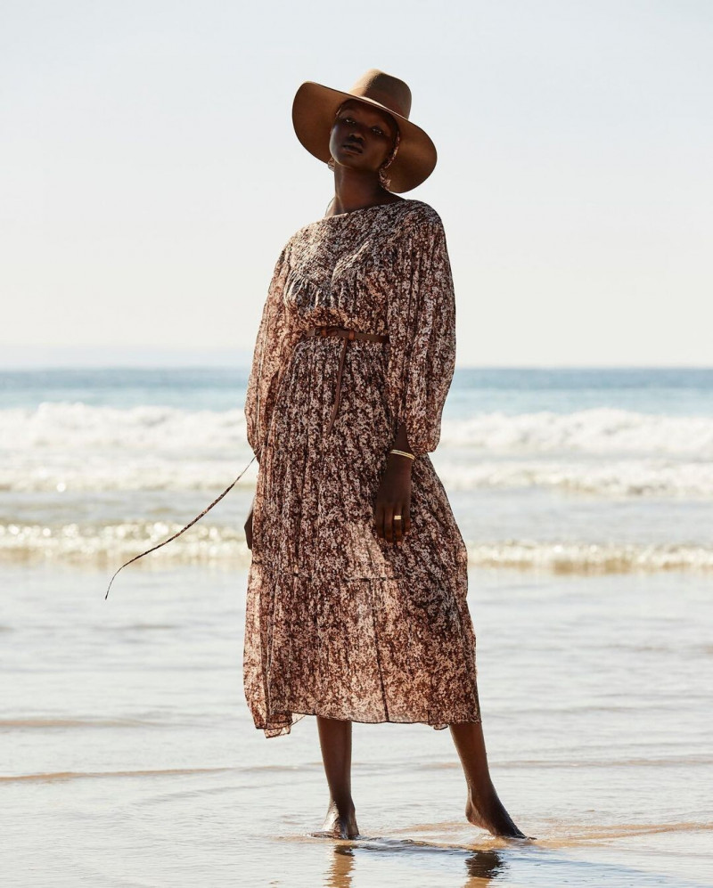 Abeny Nhial featured in  the Shona Joy lookbook for Resort 2022