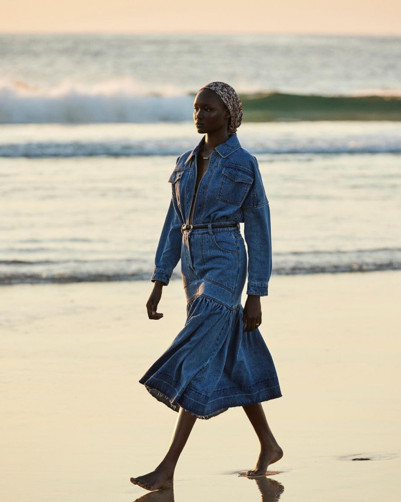 Abeny Nhial featured in  the Shona Joy lookbook for Resort 2022