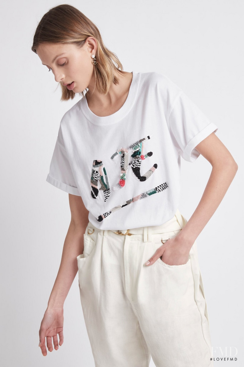 Lucy Lulu Baddeley Wood featured in  the Aje catalogue for Pre-Fall 2021